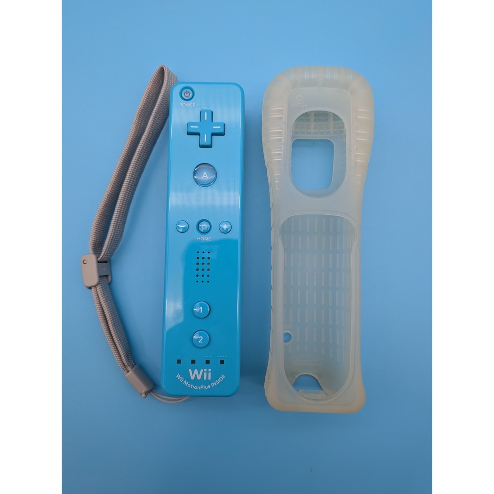 Nintendo Wii Remote Blue Teal Motion Plus Controller Tested Authentic